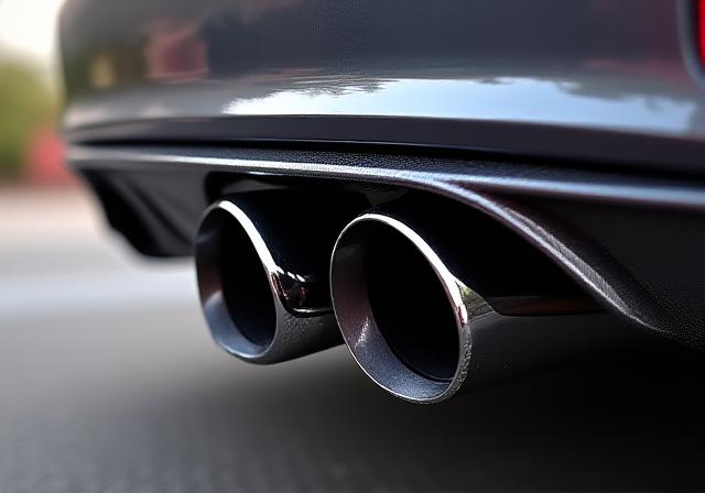 Close-up of polished exhaust tips on an Audi RS3
