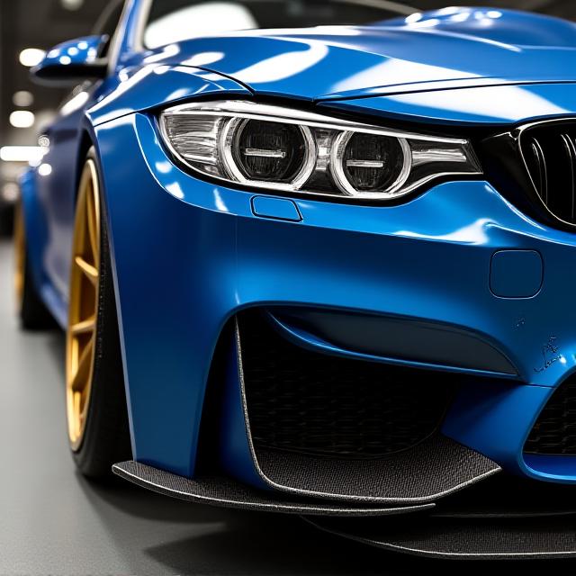 Close-up of a BMW M4 Competition track build with custom aero