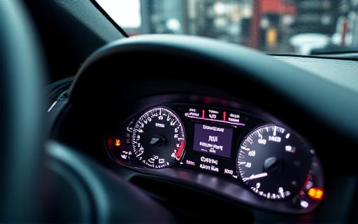 Car on a dynamometer with dashboard display showing data